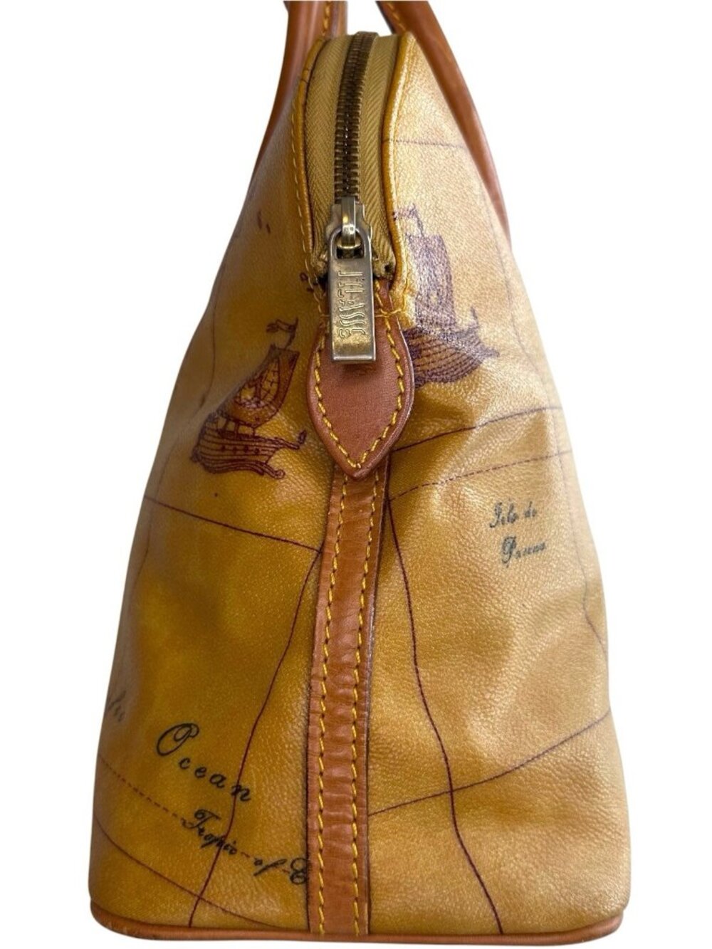 Alviero Martini 1ยช Classe Vintage Shoulder Handbag Geo Classic Map Print Canvas - Picture 7 of 17